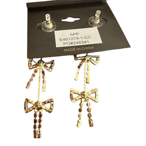 nOir Jewelry Crystal Bow Drop Earrings - NWT - Picture 4 of 6